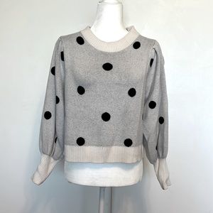 Philosophy Polka Dot Sweater White, Black, & Grey size Large Cozy